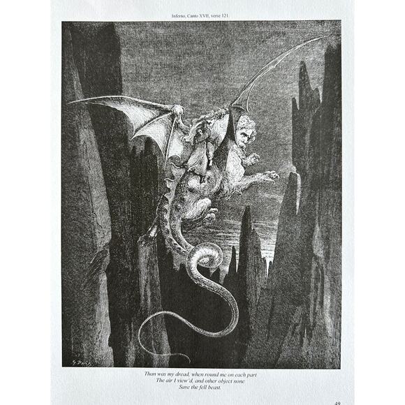 Dore, Geryon, Devils and Seducers, Divine Comedy Engraving Print ~ 250803-WH 705 - Picture 2 of 4